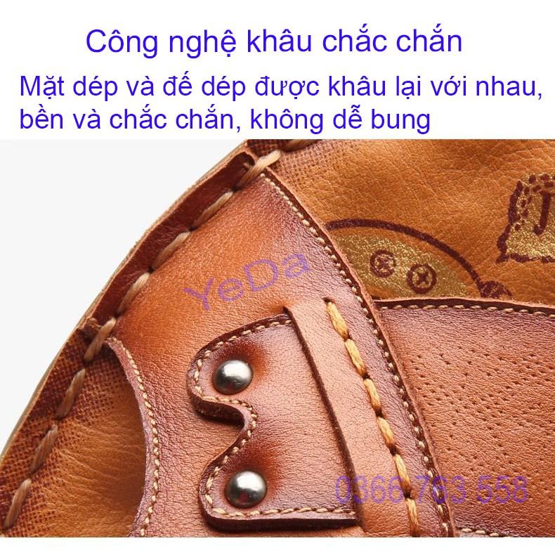 Giày Sandal công sở da bò thật giản dị đế mềm êm thoáng khí kiểu dáng Hàn Quốc