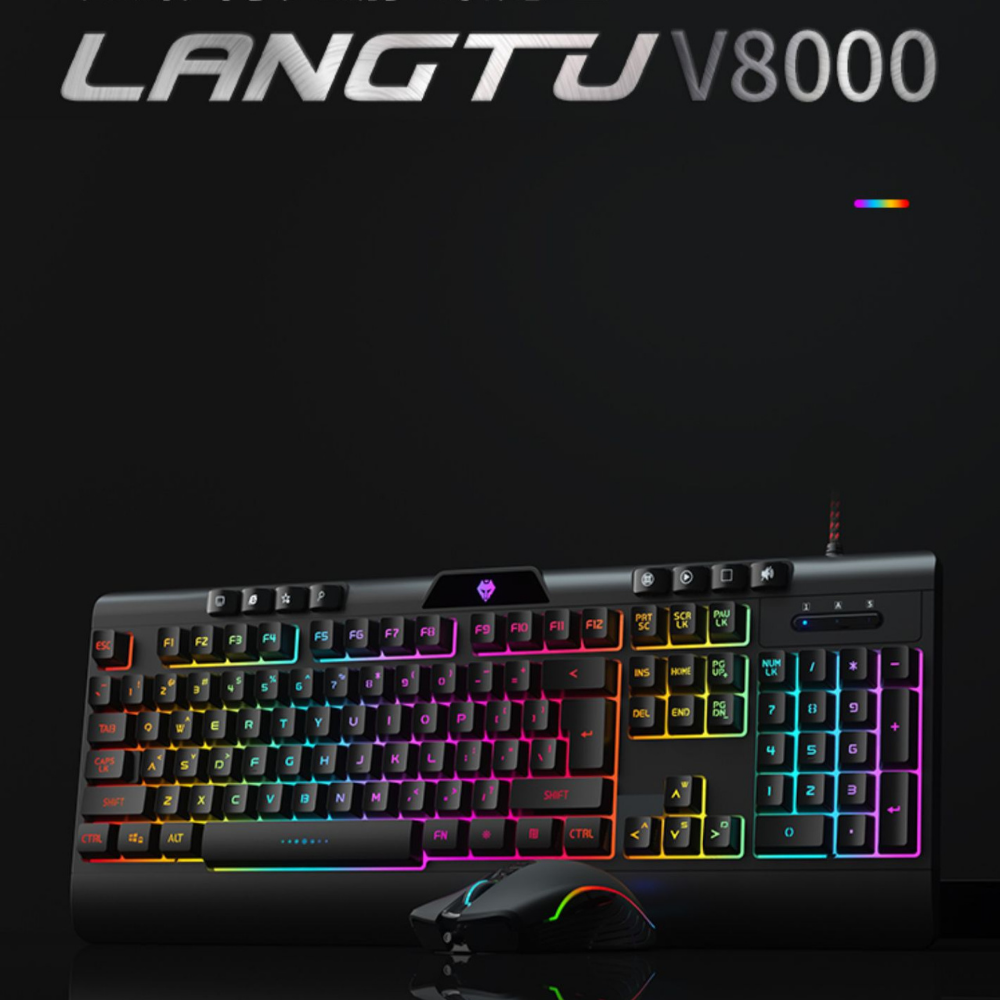 Bàn Phím Giả Cơ Gaming LANGTU V8000 Phụ Kiện Laptop Pc Có Đèn Led Kèm Chuột Hàng Chính Hãng