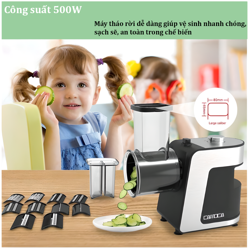 Máy thái rau củ quả 5 khuôn cao cấp 5 trong 1, dòng công suất lớn. Thương hiệu Mỹ cao cấp Camoca - VSY-S - HÀNG CHÍNH HÃNG