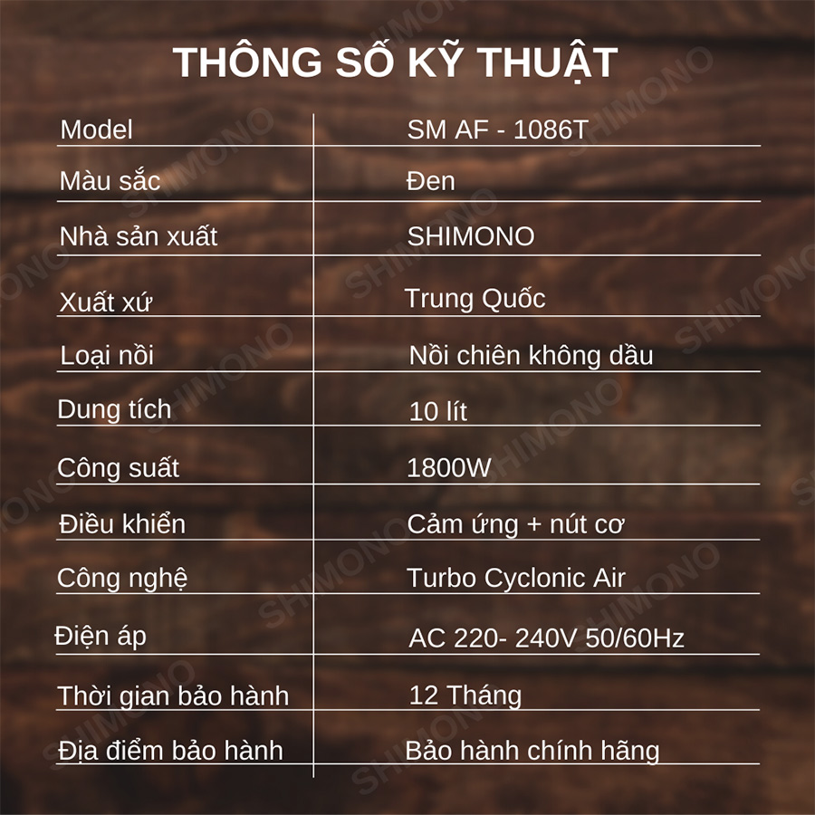 Nồi Chiên Không Dầu Shimono SM-AF1086T - Hàng Chính Hãng