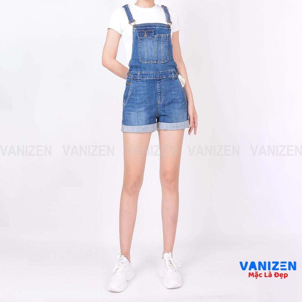 Quần short yếm jean nữ ngắn đẹp lưng cao cạp cao trơn hàng hiệu cao cấp mã 452 VANIZEN