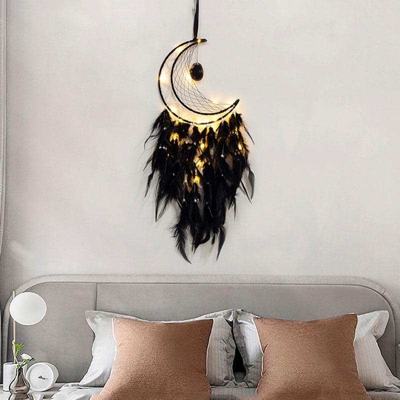 Đồ Treo Trang Trí Dreamcatcher Lông Vũ Lớn Nhiều Màu Loại Có Đèn