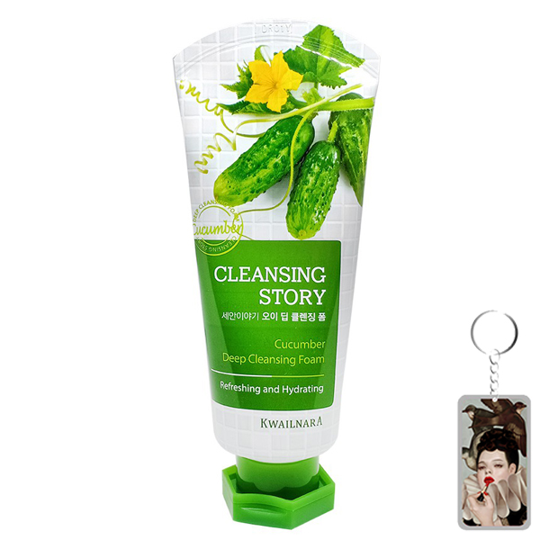 Sữa Rửa Mặt Dưa Leo Kwailnara Cucumber Deep Clearing Foam 120ml + Móc khóa