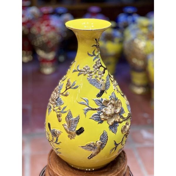 Tỳ bà công đào kênh bong vẽ vàng 24k-cao 40cm