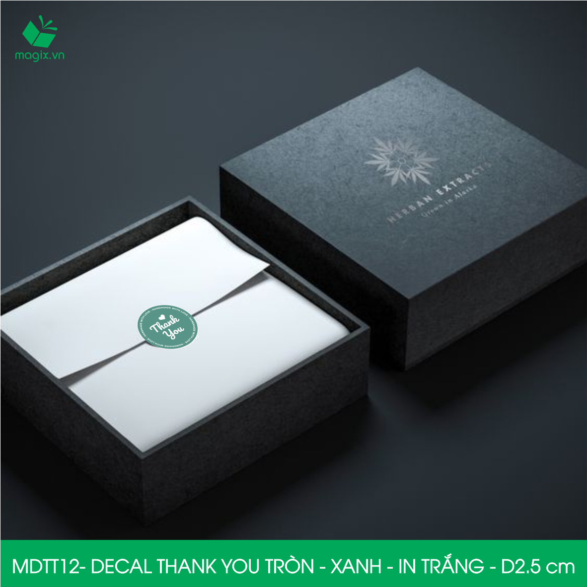 MDTT12 - D2.5cm - 50 Sticker Thank you, decal Thank you tròn dán hộp carton, tem cám ơn, nhãn dán cảm ơn trang trí gói hàng