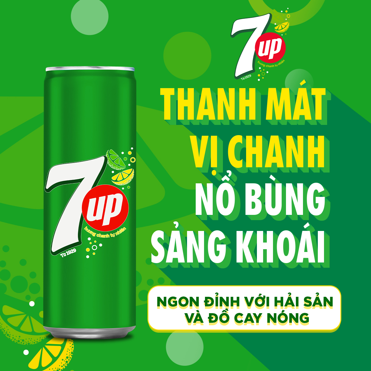 Thùng 24 Lon Nước Ngọt Có Gaz 7Up lon xanh