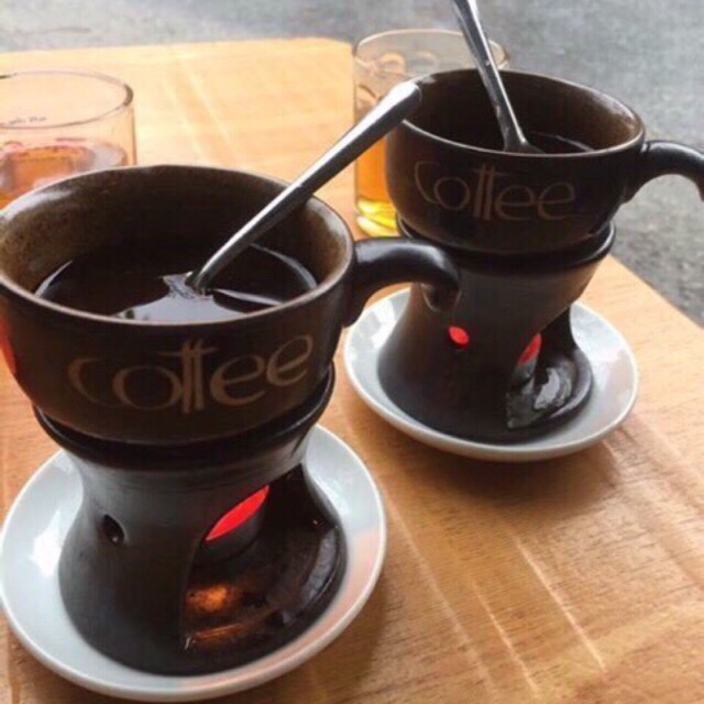 Bộ bếp đun cà phê có thể dùng để đốt xông tinh dầu - Gốm sứ Bát Tràng