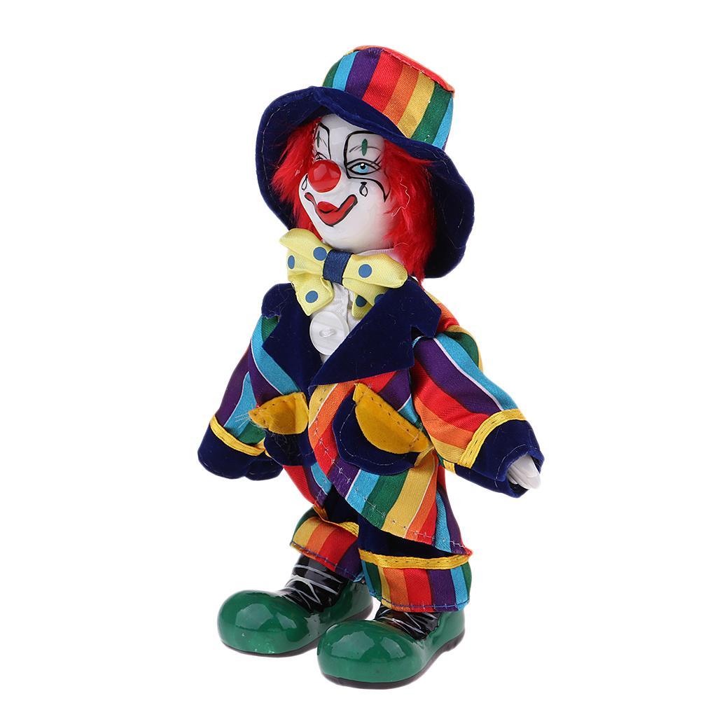 2x Interesting Harlequin Clown Doll With Porcelain Head Hands And Feet 7inch
