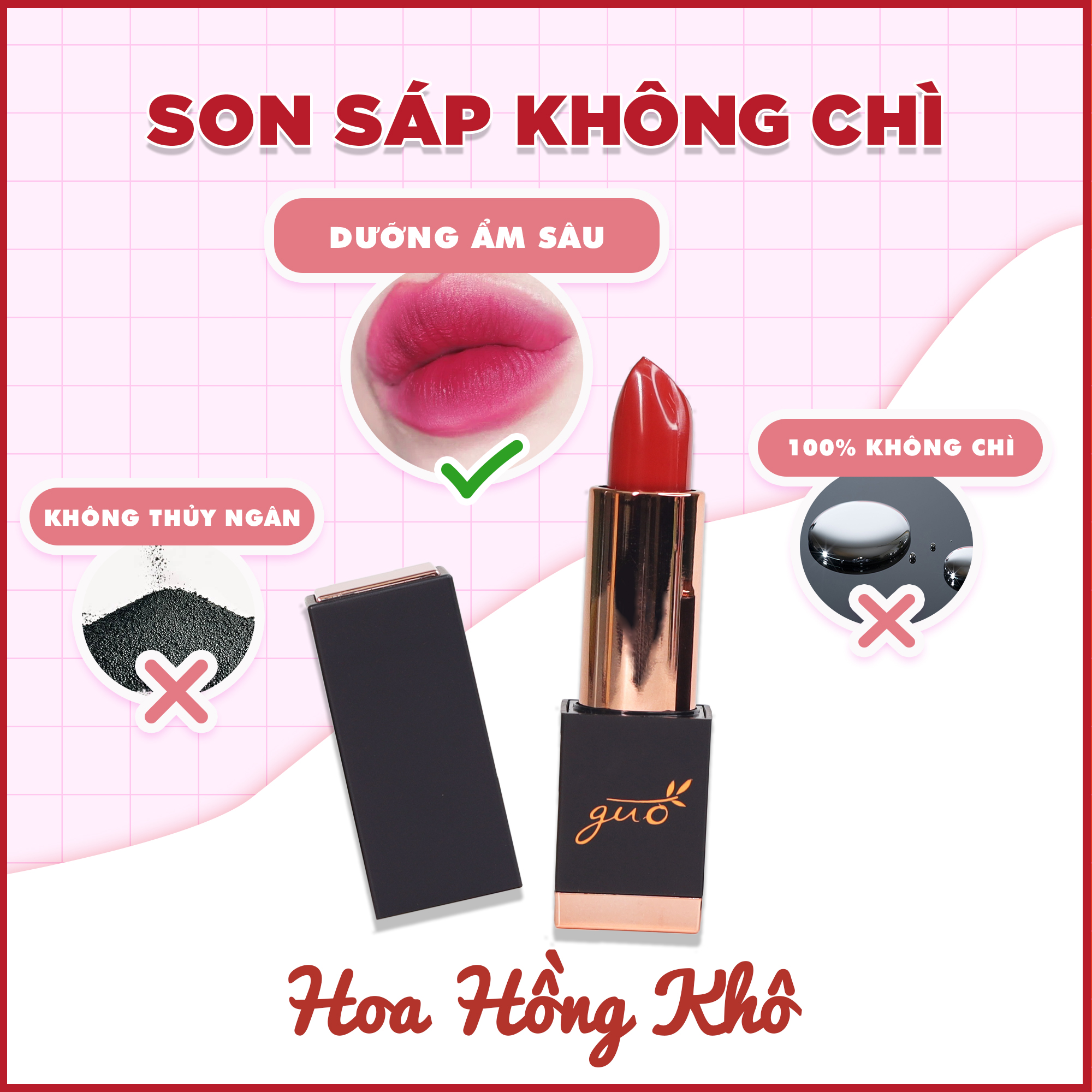 Son môi100% không chì, không silicone an toàn cho mẹ bầu - màu