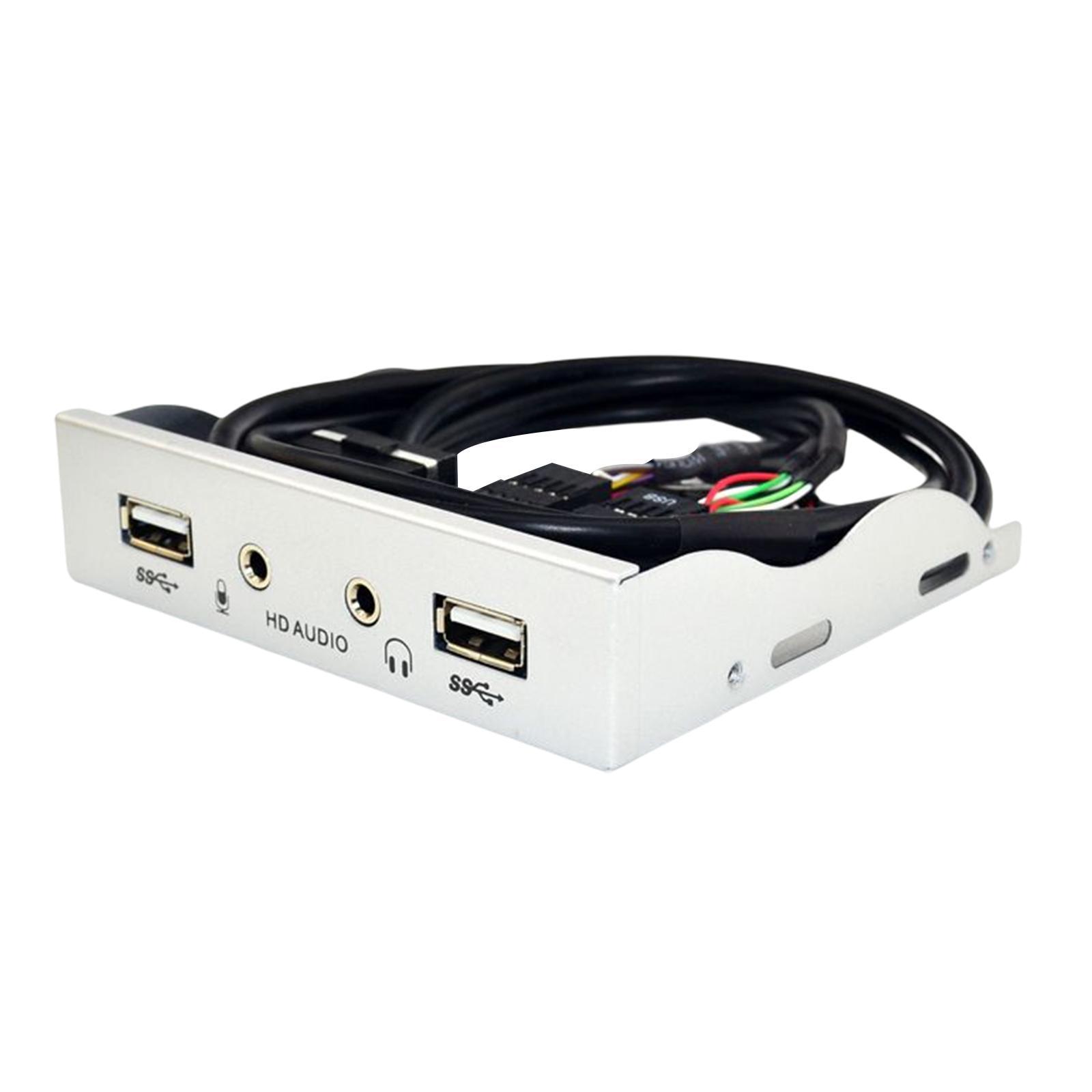 3.5inch 9Pin to USB 2.0 Panel 2 USB 2.0 Ports Mic Interface for PC