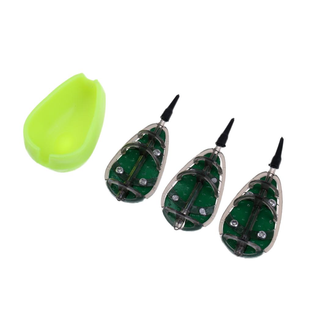 Fishing Method Feeder Set 30g 40g 50g Fishing Bait Cage Flat Feeder & Mould