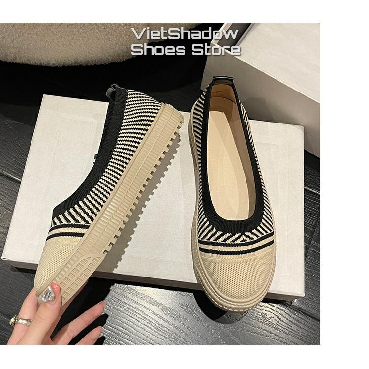 Slip on nữ - Giày búp bê lười nữ kiểu - Mũ giày dệt kim thoáng khí, đế cao su chống trơn trượt - Mã SP 68896