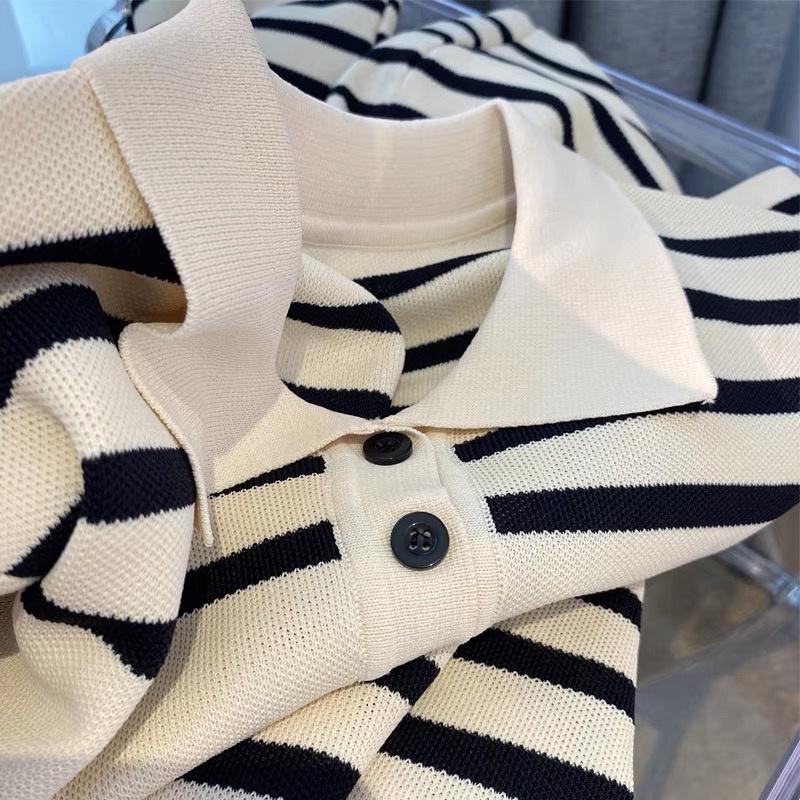 Váy polo nữ dáng suông tay ngắn kiểu cổ bẻ dệt kim len tăm Váy xinh đầm đẹp hàng Quảng Châu cao cấp
