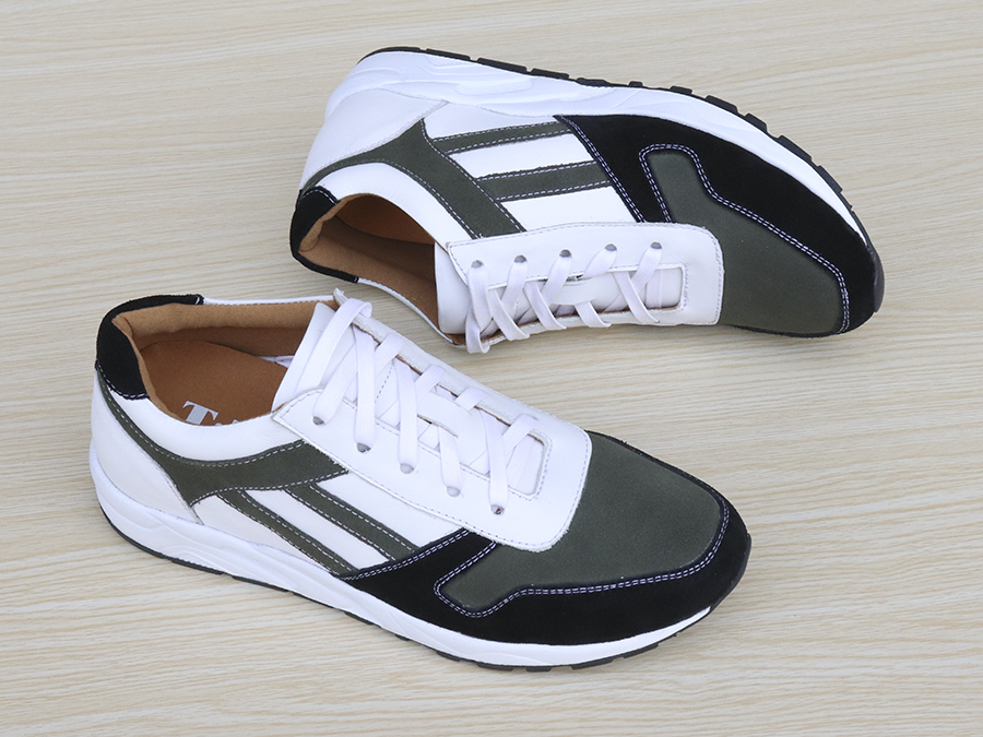 Giày Cao Nam T&TRA Tăng Cao 8Cm- T23 Trắng Phối Xanh - Chất Liệu Da Bò Cao Cấp, Đế và Lót Tăng Cao Chất Liệu EVA Siêu Nhẹ, Trọng Lượng Nhẹ Hơn 30% So Với Đế Cao Su