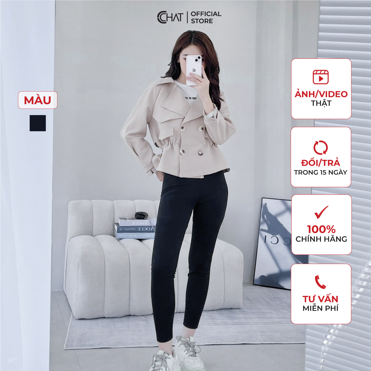 Quần Legging Nữ CCHAT Dáng Ôm Bổ Sau Chất Thun Mềm Mịn Cao Cấp 12XDC2002OB