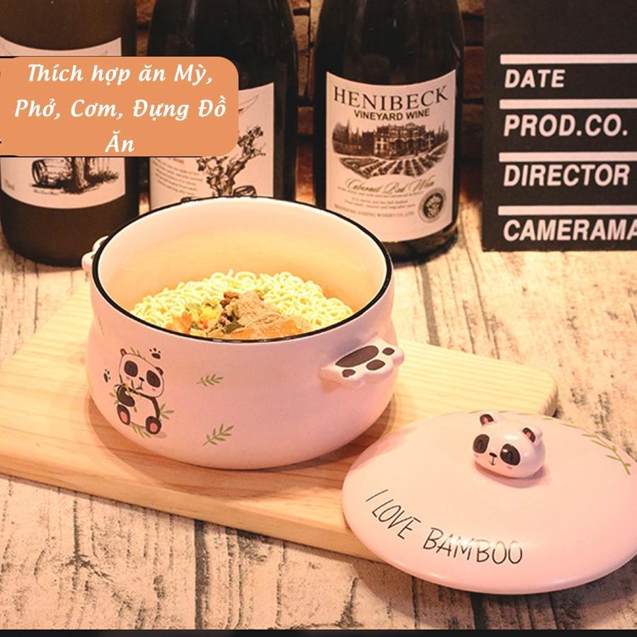 Bát Tô Sứ Có Nắp 3D Hình Gấu Trúc Panda Dung Tích Lớn 1000ml - Dùng Làm Tô Ăn Mỳ, Phở, Cơm Sáng Tạo