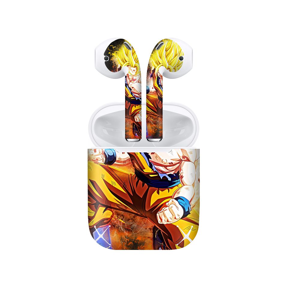 Miếng dán skin chống bẩn cho tai nghe AirPods in hình Dragon Ball - Goku Super Saiyan 2 - 7vnr78 (bản không dây 1 và 2)