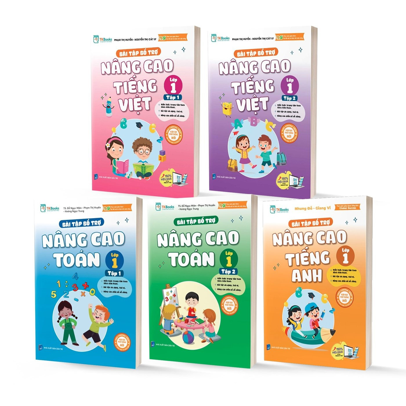 Bộ sách Bài tập bộ trợ và Nâng cao Toán, Văn, Anh lớp 1