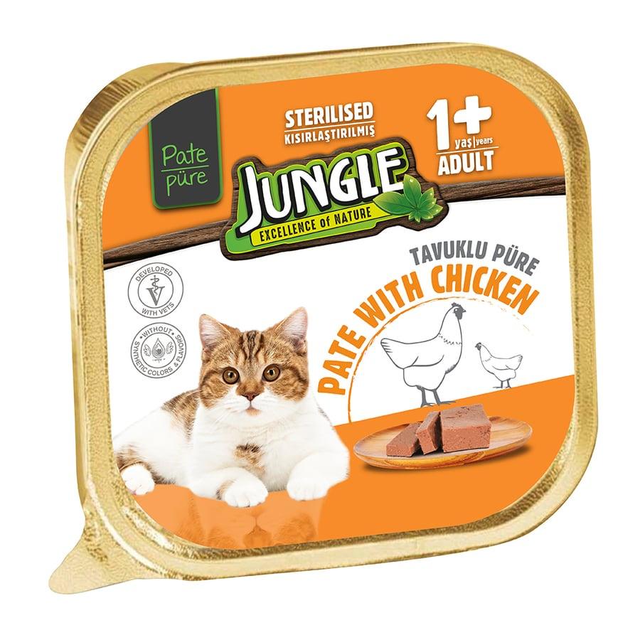 Pate Vị Gà Cho Mèo Triệt Sản Jungle Sterilized Cat Chicken Paste Hộp 100g - Xuất Xứ Pháp