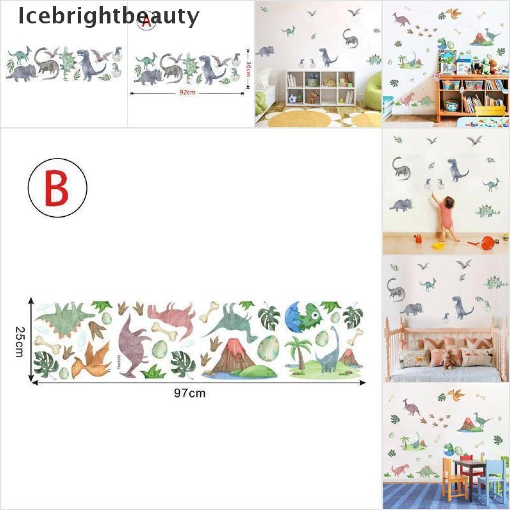 Icebrightbeauty 3d Dinosaur Wall stickers Cartoon Living Room Jurassic Period Animal Decal VN