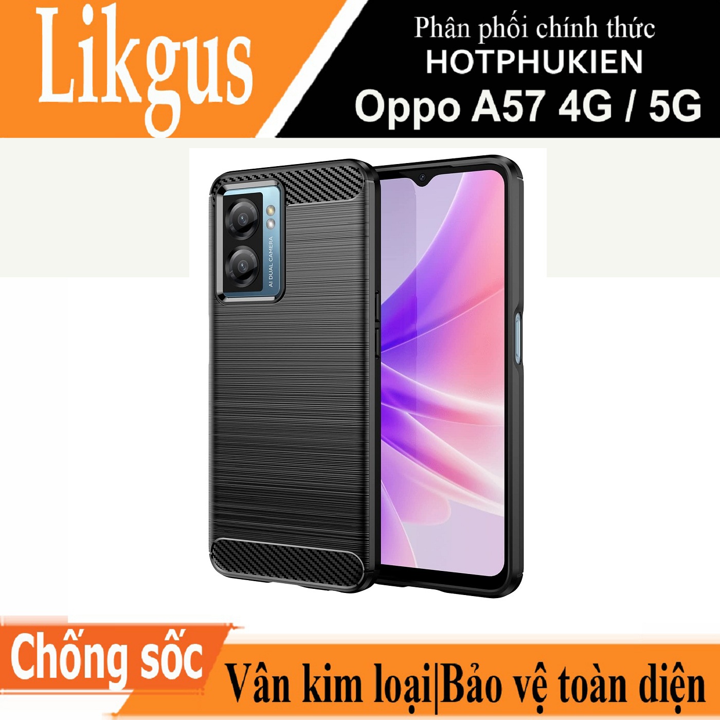 Ốp lưng chống sốc vân kim loại cho Oppo A57 4G / 5G hiệu Likgus  - hàng nhập khẩu