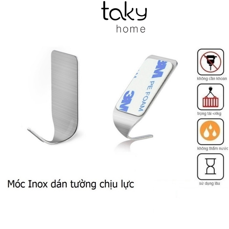 Móc Dính Tường, Móc Inox Đa Năng Treo Đồ Dùng, Móc Dán Tường Siêu Dính, Móc Giá Rẻ, Treo Đồ Đa Năng, Tiện Dụng Gia Đình. TakyHome 2001