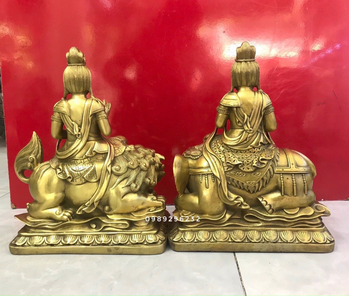 Tượng Phật bà quan âm Văn Thù - Phổ Hiền bồ tát bằng đồng - Quan Âm Văn Thù - Phổ Hiền