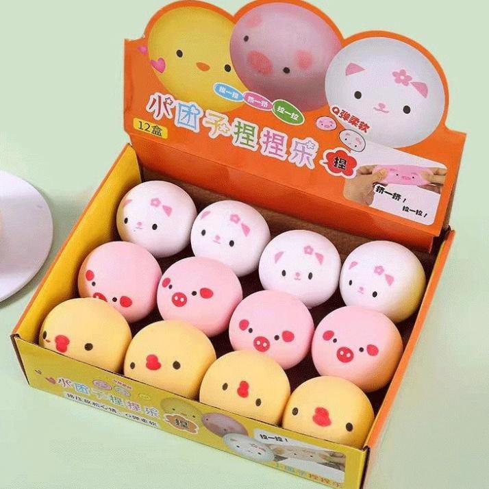 GUDETAMA SQUIShY Bánh Bao Gà Vàng Thỏ Trắng Heo Hồng Mặt Gấu Trúc cực đáng yêu mochi slime