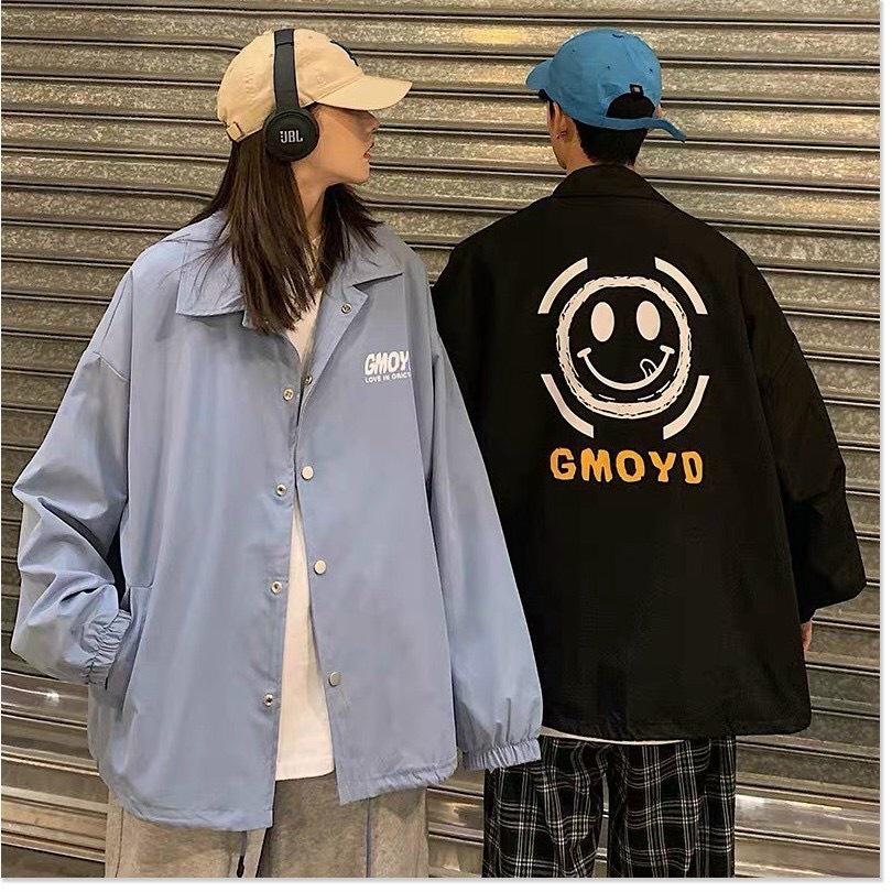 Áo Khoác Dù BOMBER GMOYD Varsity Mặt Cười Unisex Form Rộng Nam Nữ Ulzzang