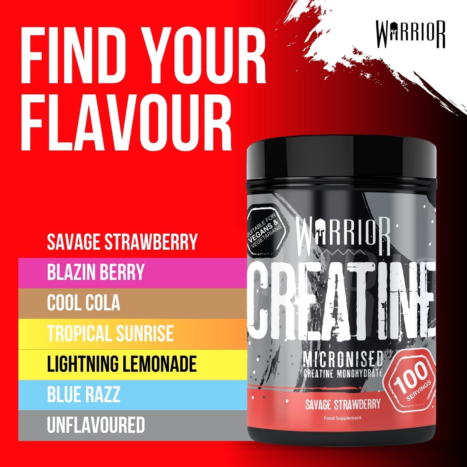 Warrior Micronized Creatine Monohydrate (500g), Bổ Sung Creatine, Tăng Cường Hiệu Suất và Sức Mạnh