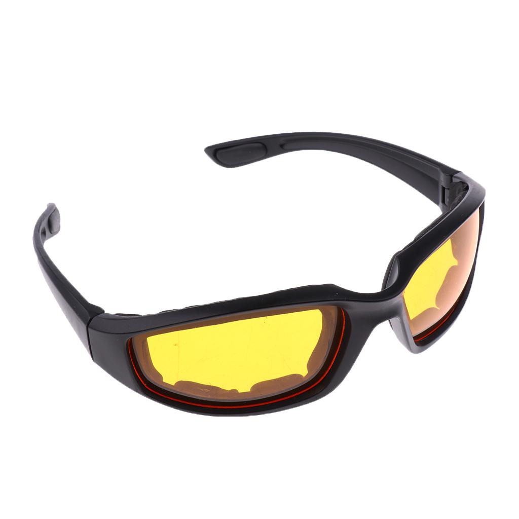 2xMotorcycle Windproof Dustproof Riding Glasses Padded Comfortable Yellow