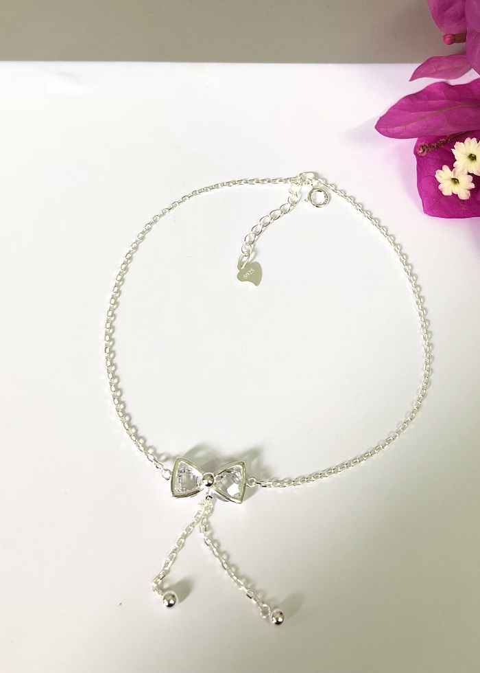 Lắc chân nữ bạc 925 bạc xinh Huệ Ngân - Nơ xinh RYBJ50077