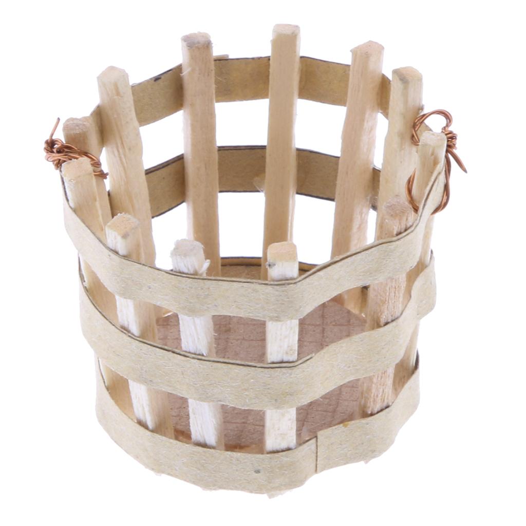 1:12 Dollhouse Miniature Wooden Basket Furniture Decoration