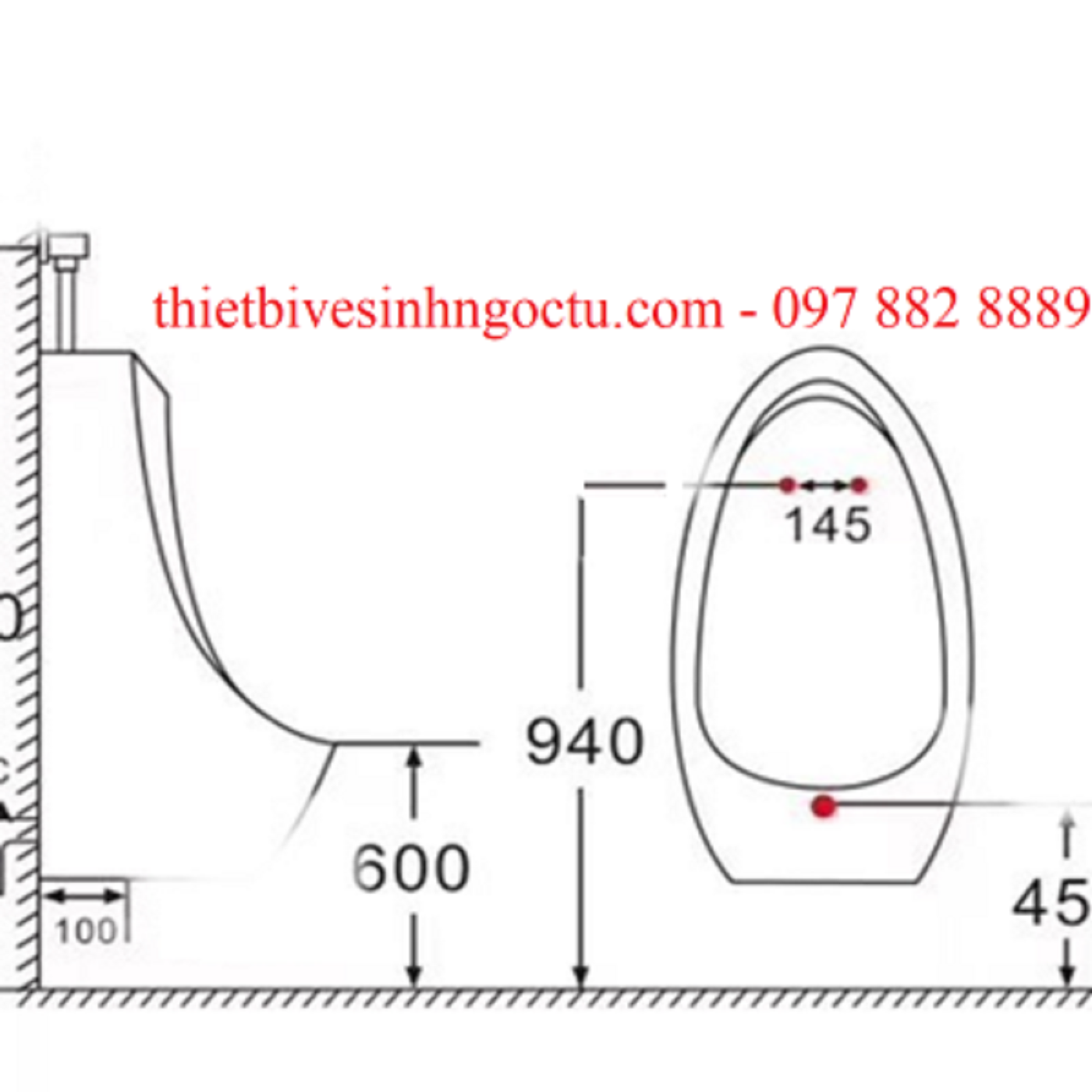 TIỂU NAM Treo Tường Nhấn R502