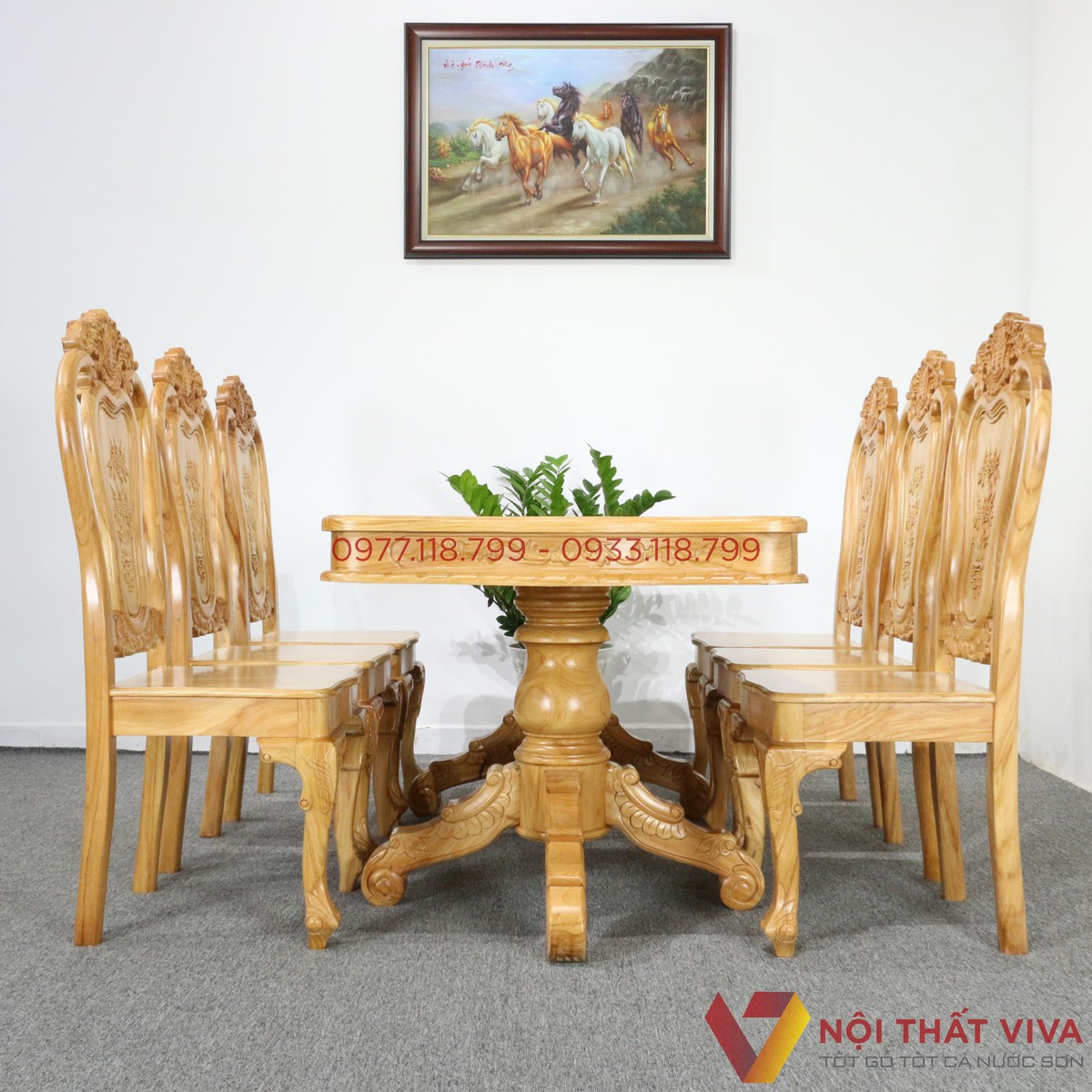 Bộ Bàn Ăn Gõ Đỏ 6 Ghế Bánh Tây Cao Cấp