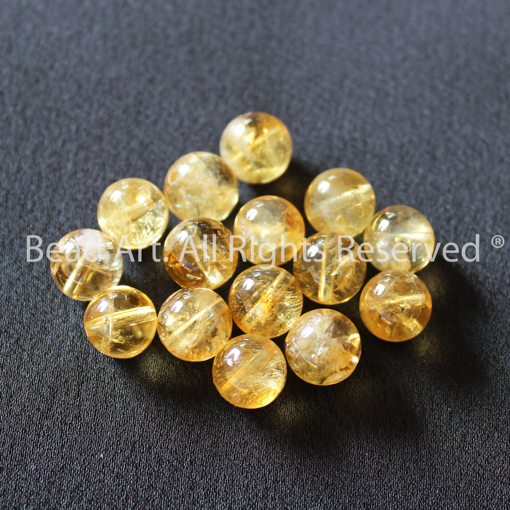 [1 Hạt] 8MM Đá Thạch Anh Vàng (Citrine) Tự Nhiên, Đá Phong Thuỷ, Làm Trang Sức, Vòng Tay, Chuỗi Hạt (Loại AA), Mệnh Thổ, Kim - Bead Art