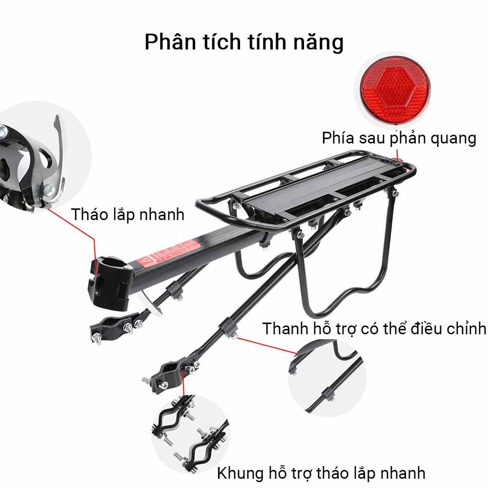 OneTwoFit  Giá Treo Đồ Phản Quang Phát Hành Nhanh Cho Xe Đạp Giá Treo Yên Xe, Tối Đa 100KG Với Chắn Bùn  ET008601 Giá để yên xe đạp