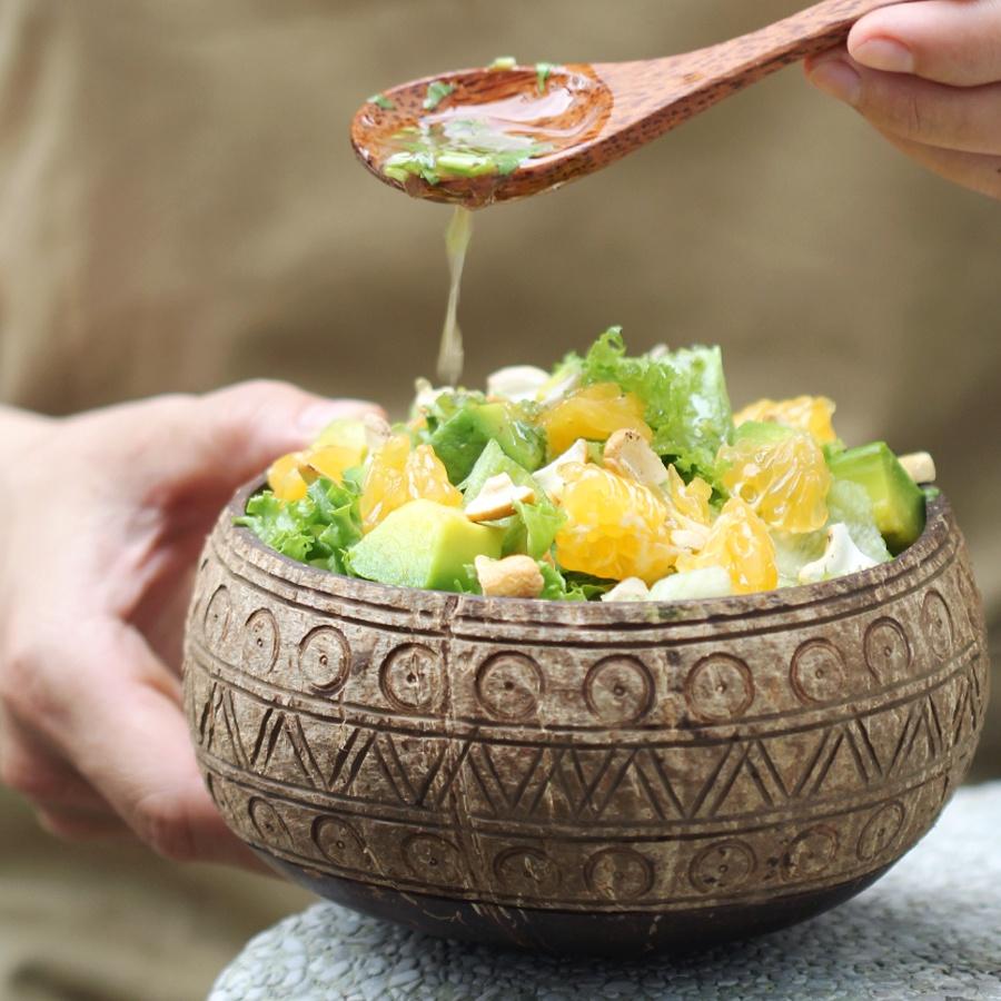 Tô gáo dừa khắc hoa văn Ret