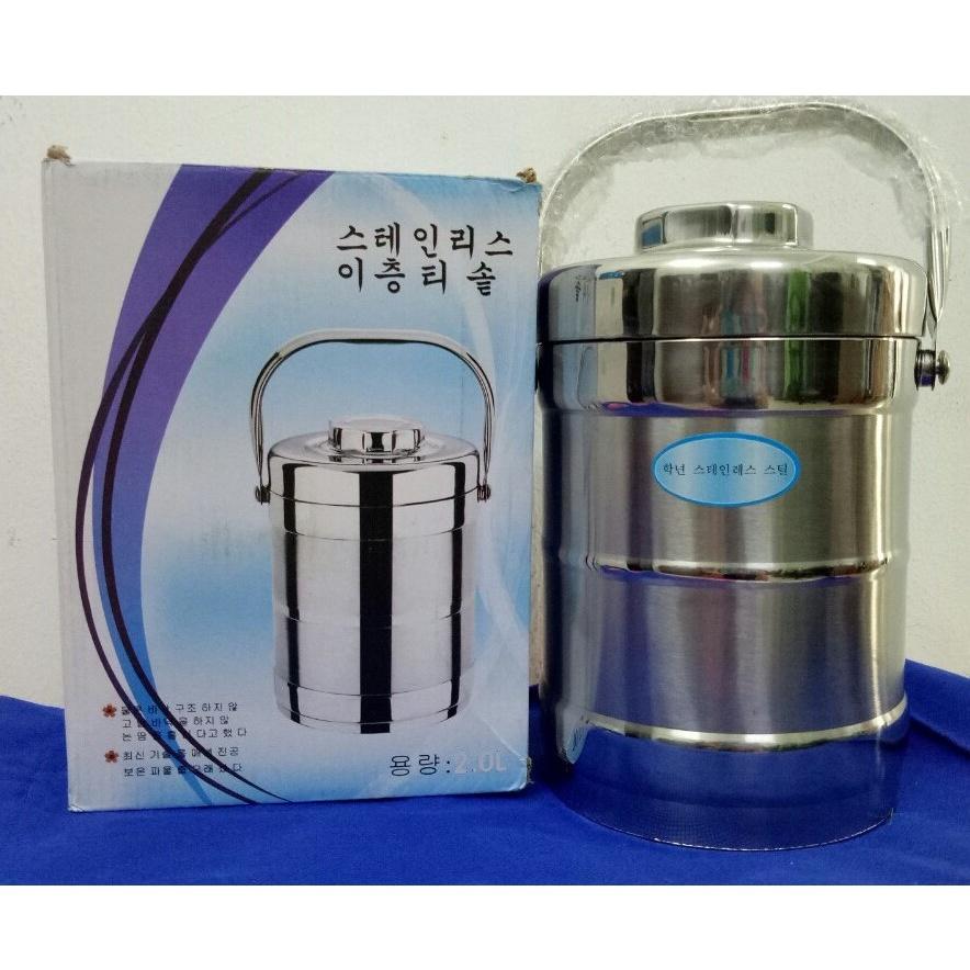 Cà Men Giữ Nhiệt 1L9 Siêu Lớn Inox 2 Lớp Hộp Đựng Cơm 3 Tầng Không Gỉ Sét