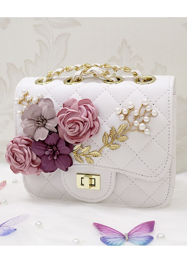 Túi da đính hoa vải BERI