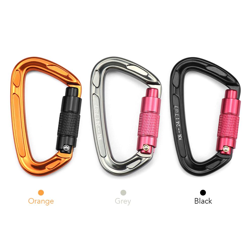 Móc khóa Carabiner, cổng khóa tự động 24KN để đi leo núi, cắm trại dã ngoại