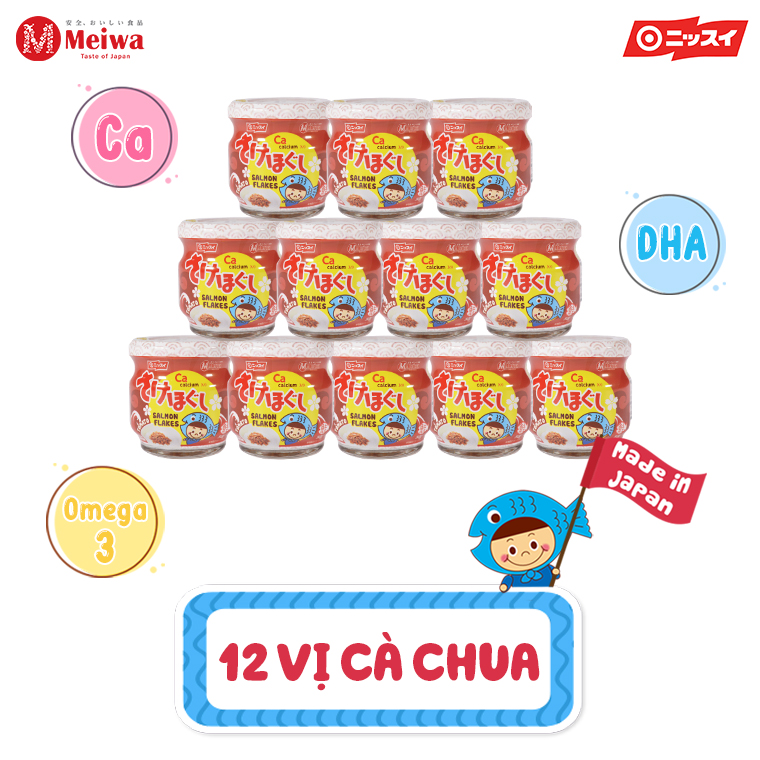 Thùng 12 lọ ruốc cá hồi Meiwa bổ sung DHA, EPA, omega-3, Ca cho bé chính hãng