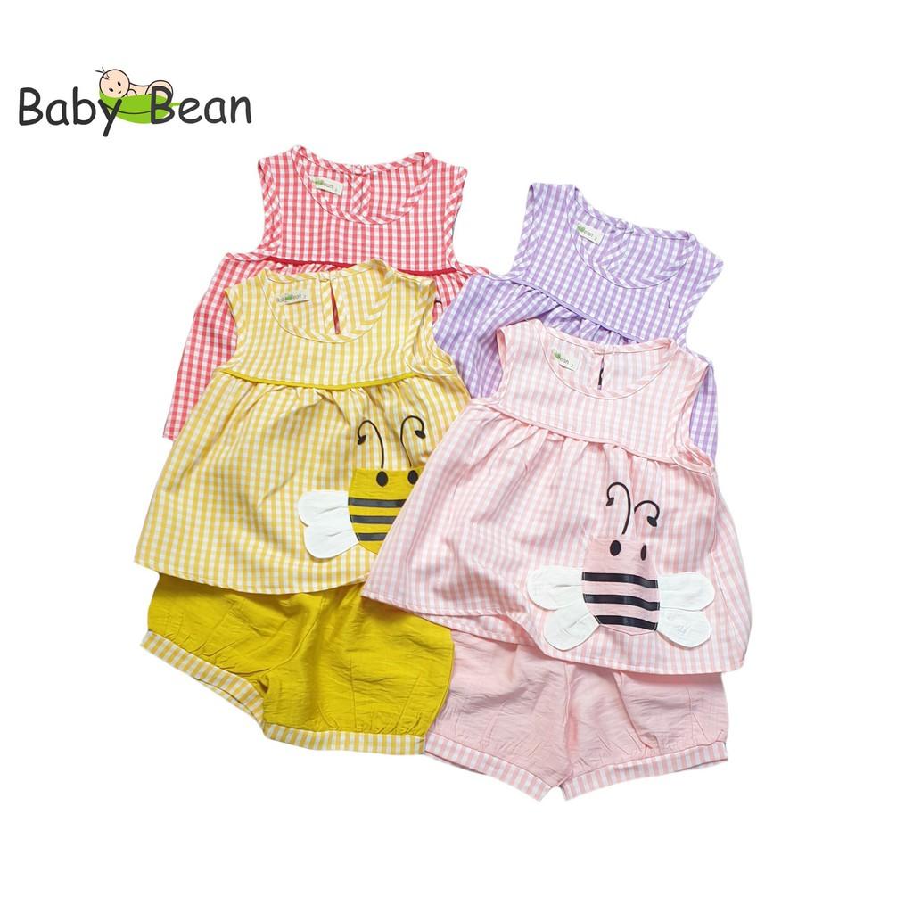 Đồ Bộ Caro Thêu Ong Quần Short Màu Bé Gái BabyBean (8kg-30kg)