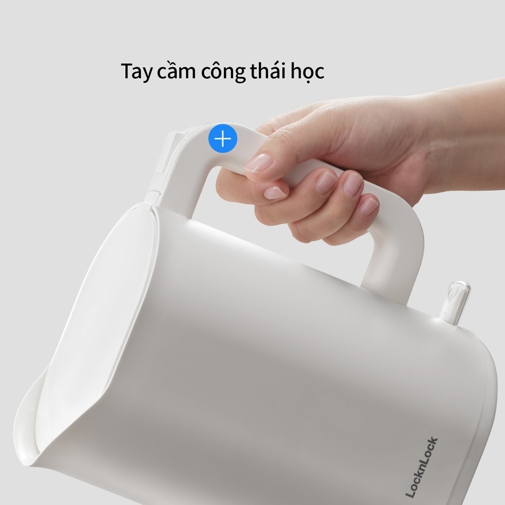 Ấm đun siêu tốc 1.2L giảm âm LocknLock Silent Electric Kettle - Màu trắng EJK216WHT - Hàng chính hãng