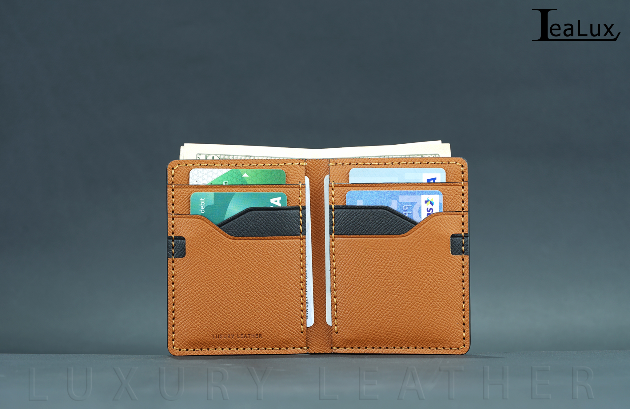 Ví Da Epsom Dáng Đứng Handmade Lealux Epsom Wallet 3