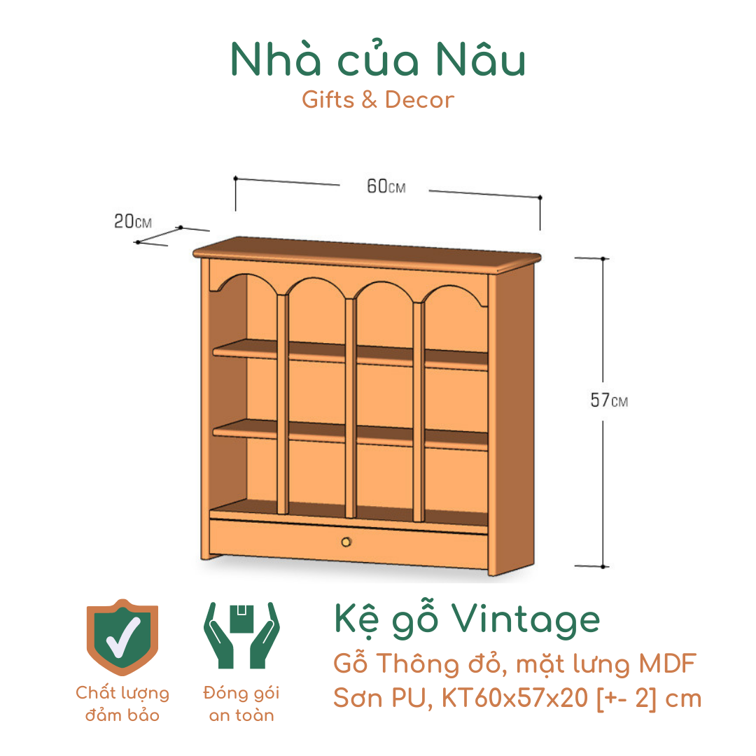 Kệ Gỗ để cốc phong cách Vintage thiết kế mái vòm thích hợp đặt tại phòng khách hoặc bếp đựng cốc và gia vị