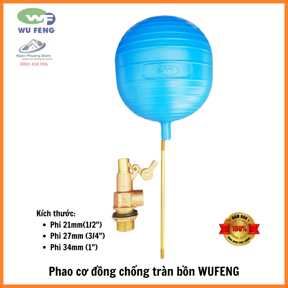 Van Phao Cơ Đồng Điều Chỉnh WUFENG Chống Tràn Bồn Ren 21mm, 27mm, 34mm WF331