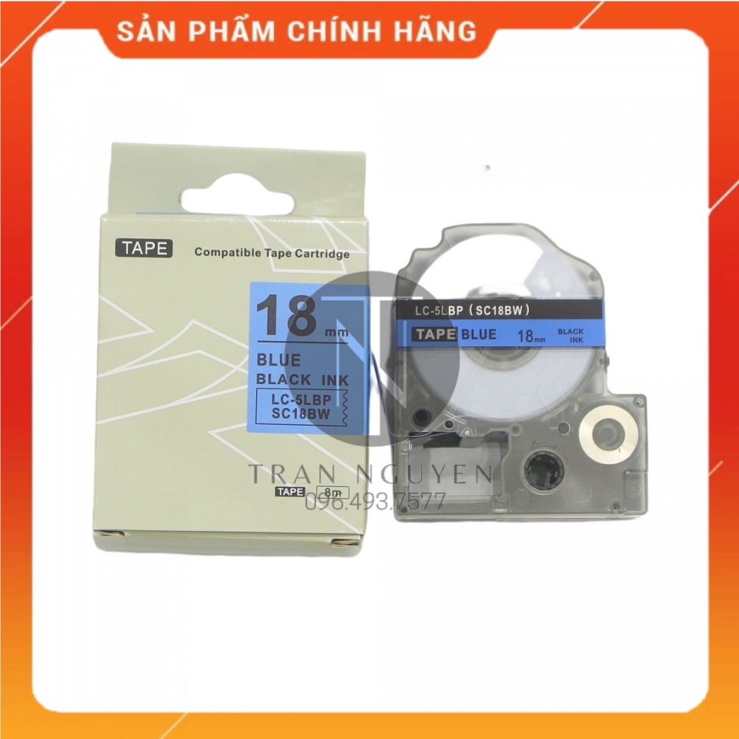 Nhãn in Tepra SC18BW - Chữ đen nền dương 18mm x 8m - Hàng nhập khẩu