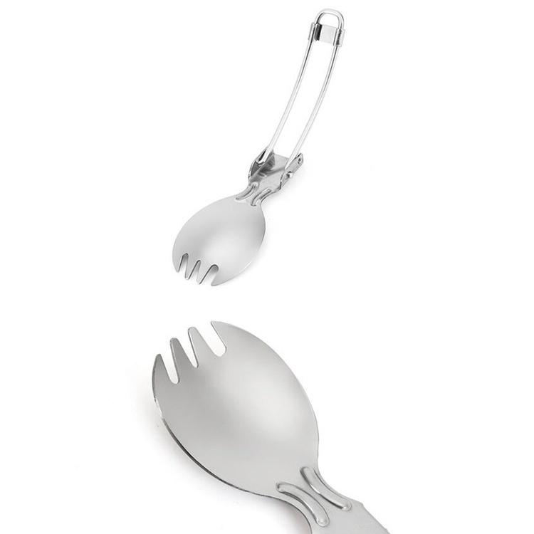 Outdoor Camping 2 In 1 Stainless Steel Folded Fork Spoon Camping Tableware Picnic Spoon Outdoor Lightweight Tableware Hiking