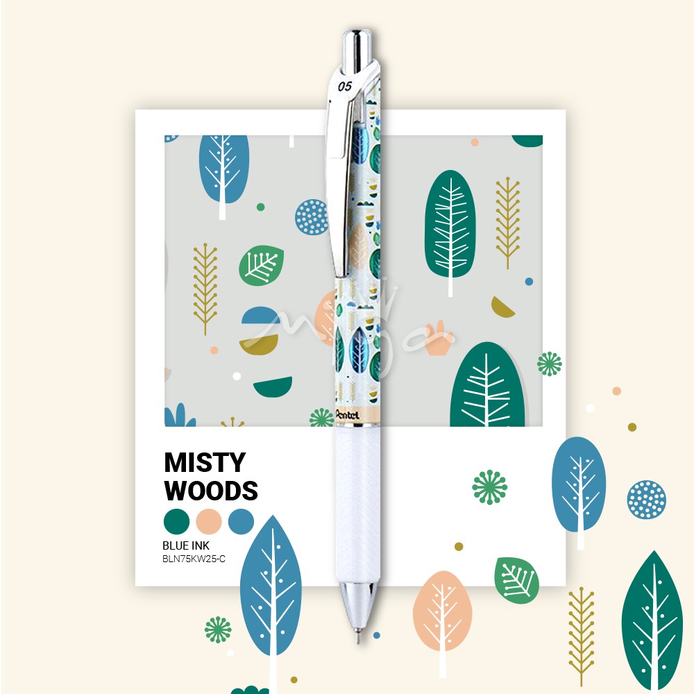 Bút gel Pentel EnerGel Kawaii - MISTY WOODS - Mực xanh dương (Blue)